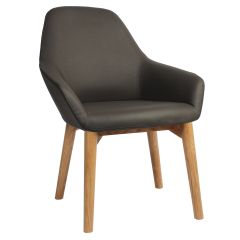 Bronte Vinyl Light Oak Wood Leg Tub Chair