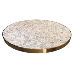 BRASS EDGE PENNY TILE TABLE TOP 
