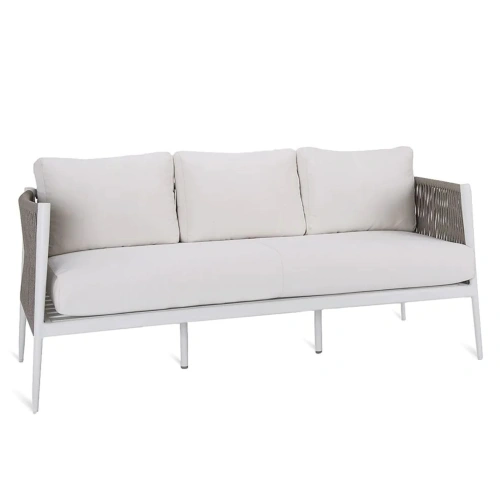 LUCE 3-SEATER SOFA WITH ALUMINIUM WHITE SEAT AND ROPE BACKREST