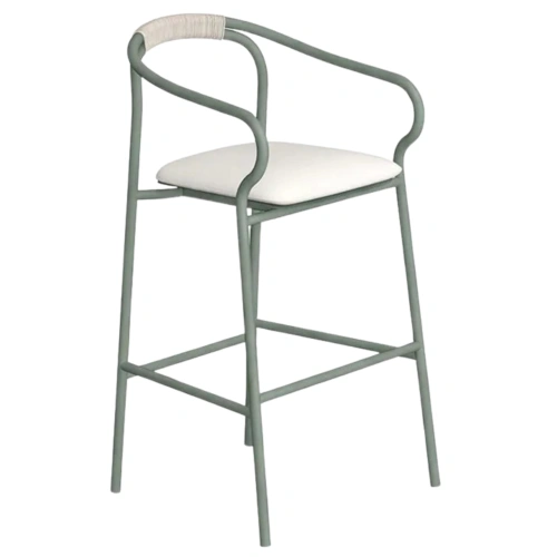 Salo Stool With Backrest And Armrest and Cushion