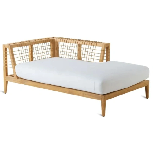 SYNTHESIS LEFT CHAISE-LONGUE MODULE IN TEAK AND WAPROLACE